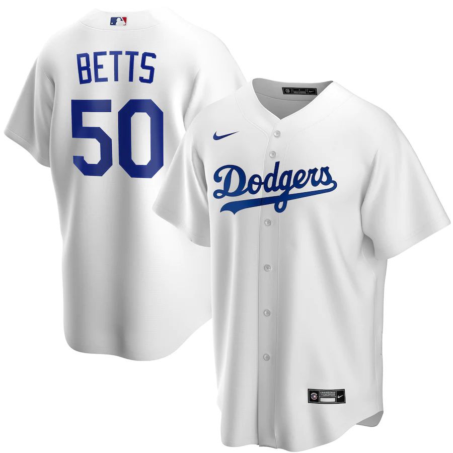Mens Los Angeles Dodgers #20 Mookie Betts Nike White Home Replica Player Name MLB Jerseys